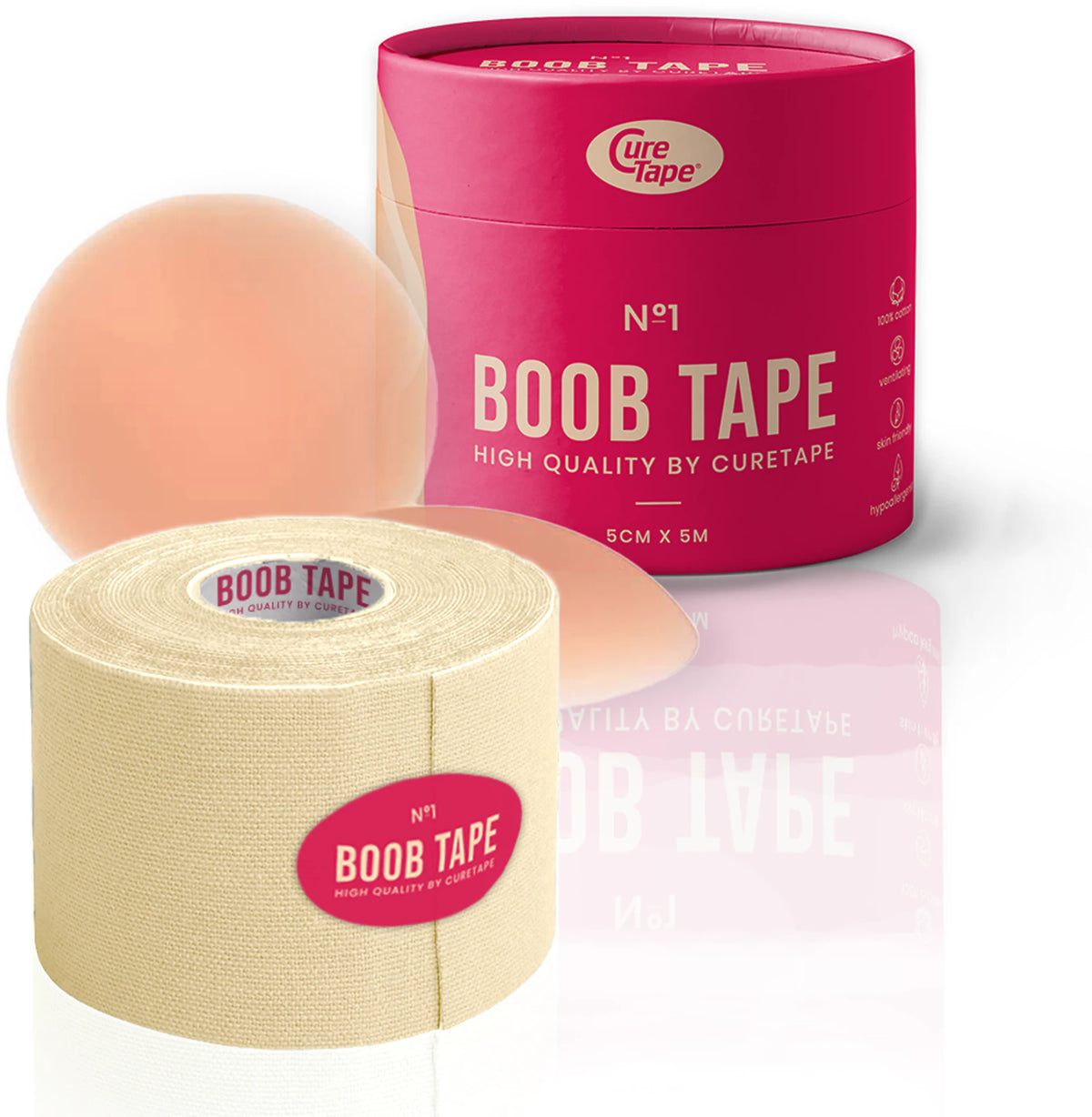 Teips krūtīm CureTape®, 5 cm x 5 m, bēšā krāsā
